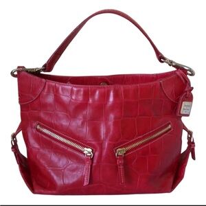 Dooney & Bourke Croc-Embossed Red Shoulder Bag: Croco Cinzia Leather purse